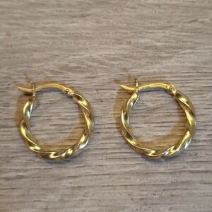 ✨️Vintage Gold Over 925 Sterling Silver Twisted Hoop Earrings
